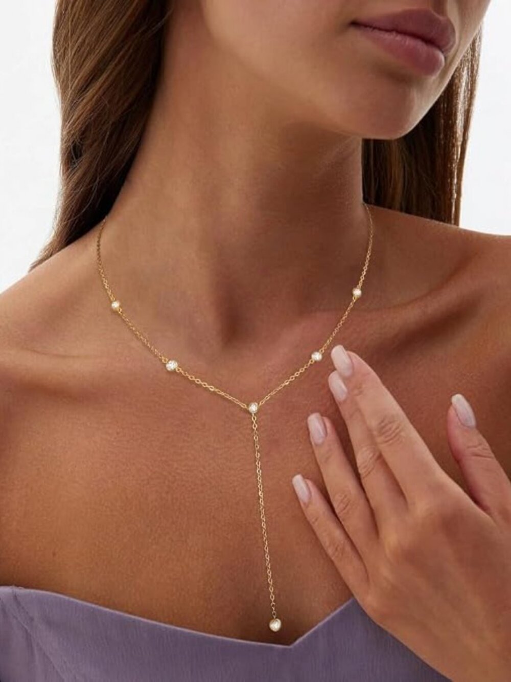 Gold Necklace for Women, Dainty Long Necklace 14k Gold Plated